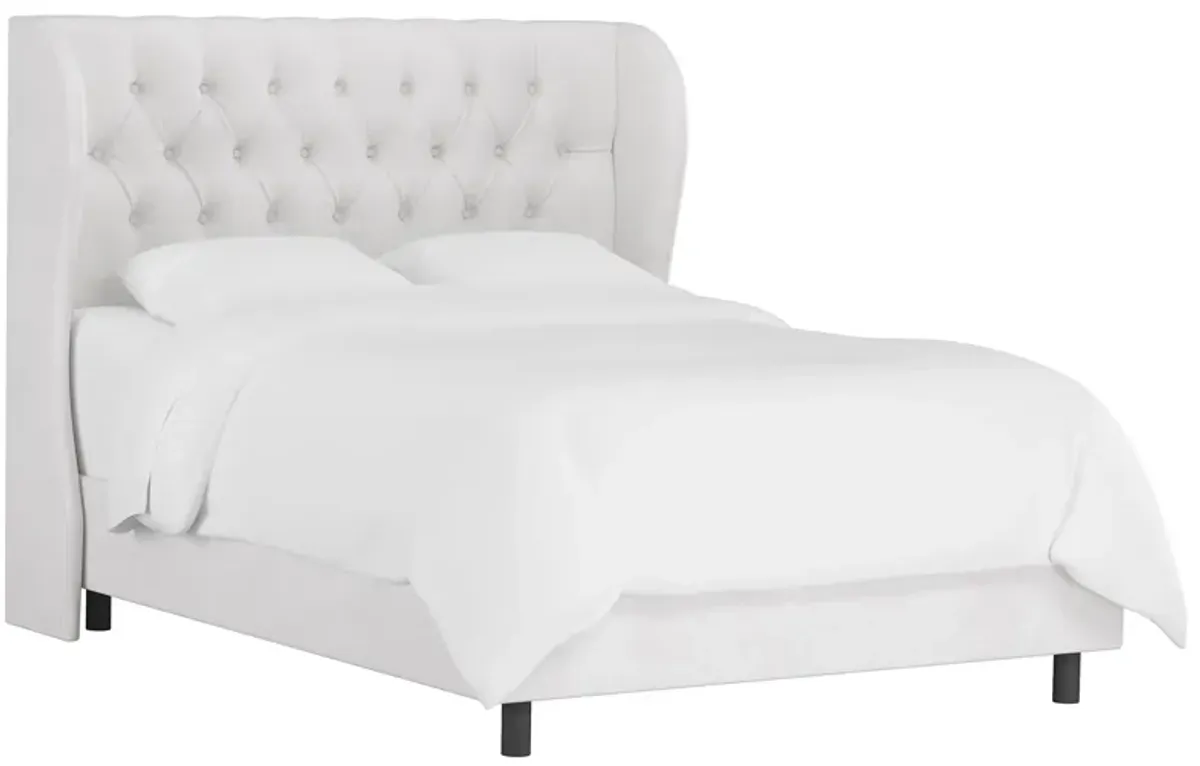 Thayer Wingback Bed in Velvet White by Skyline