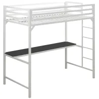 Miles Loft Bed with Desk in White by DOREL HOME FURNISHINGS