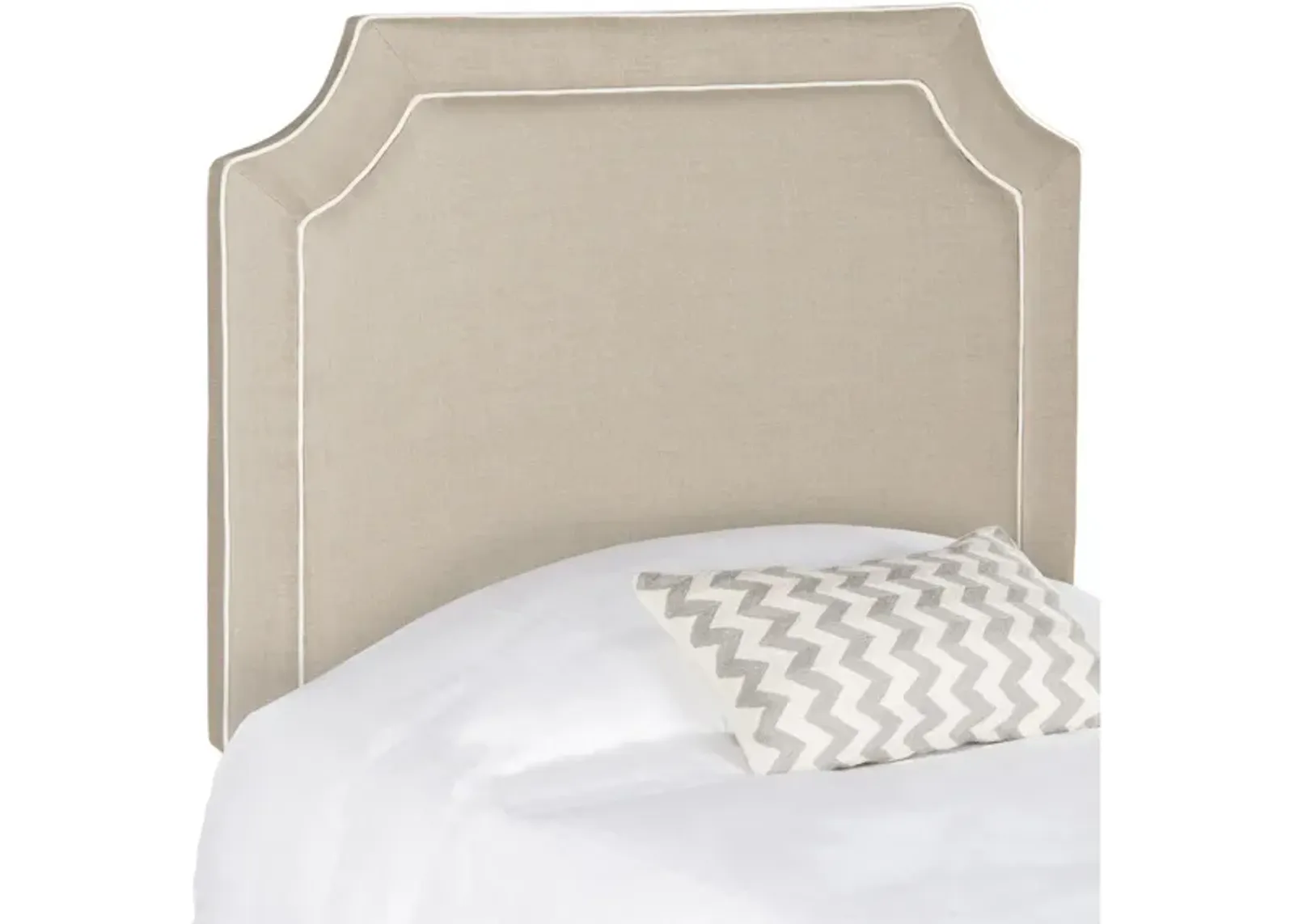 Dane Piping Upholstered Headboard in Oyester & White Piping by Safavieh