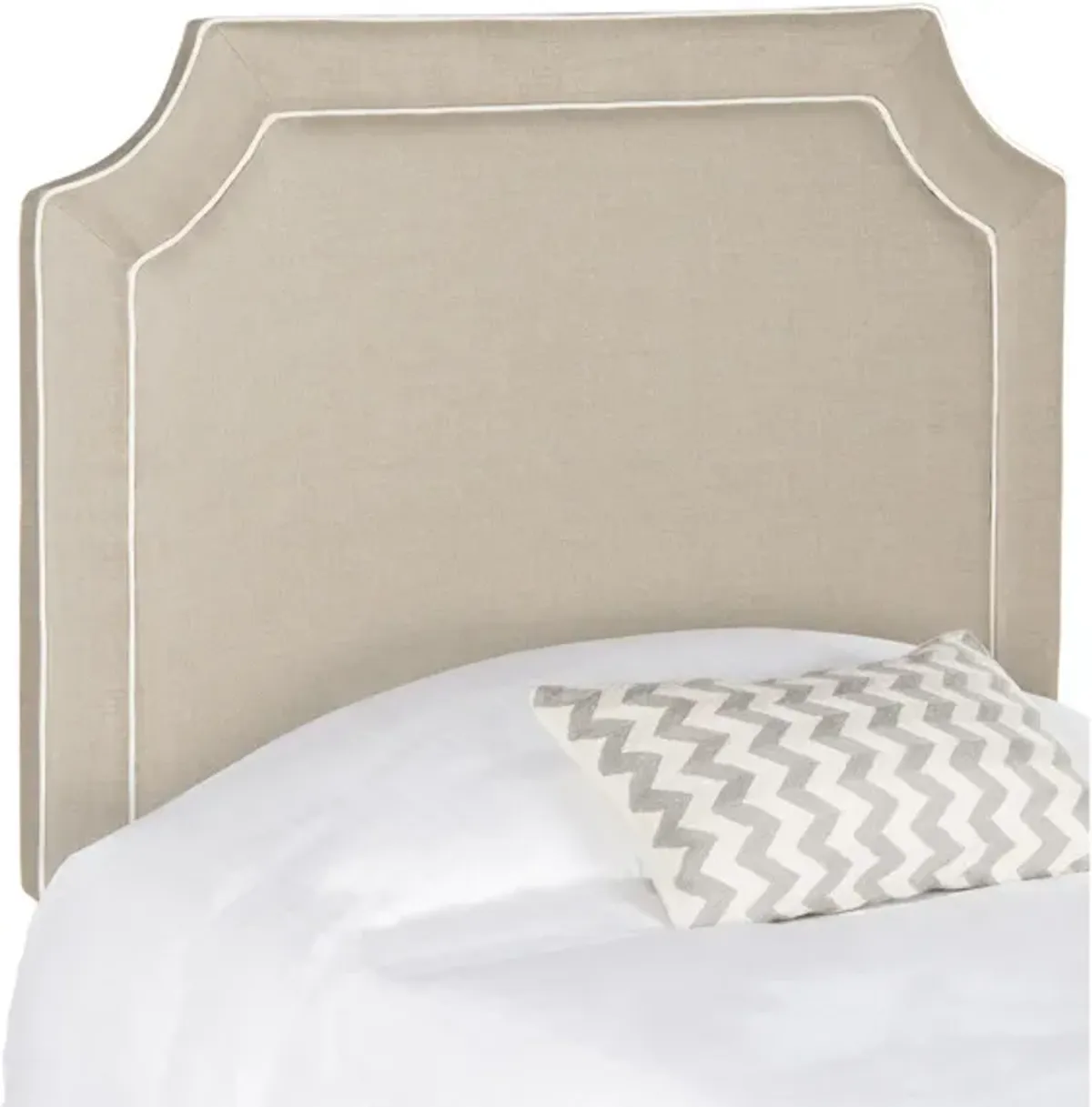 Dane Piping Upholstered Headboard in Oyester & White Piping by Safavieh