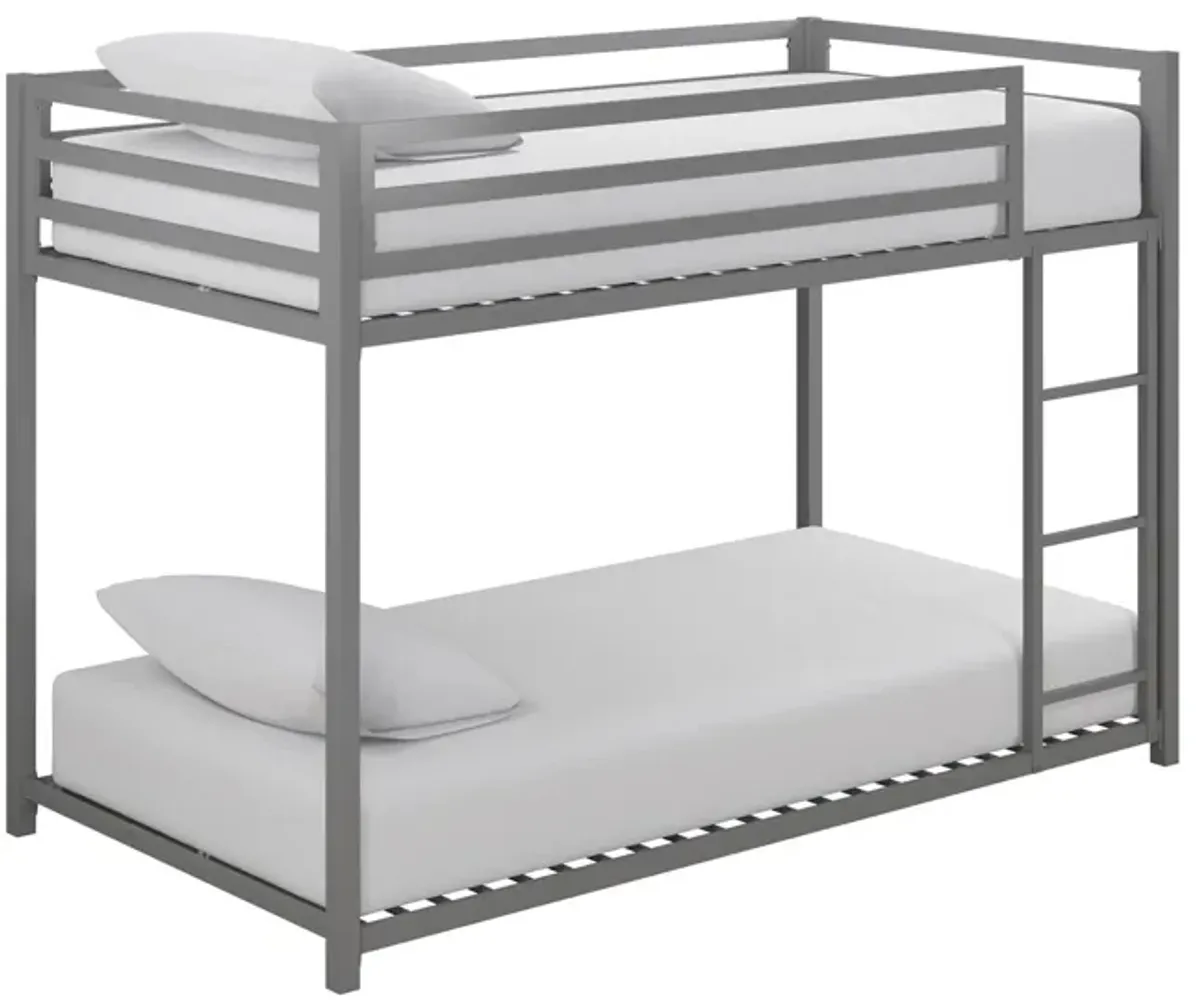 Miles Twin over Twin Bunk Bed in Silver by DOREL HOME FURNISHINGS