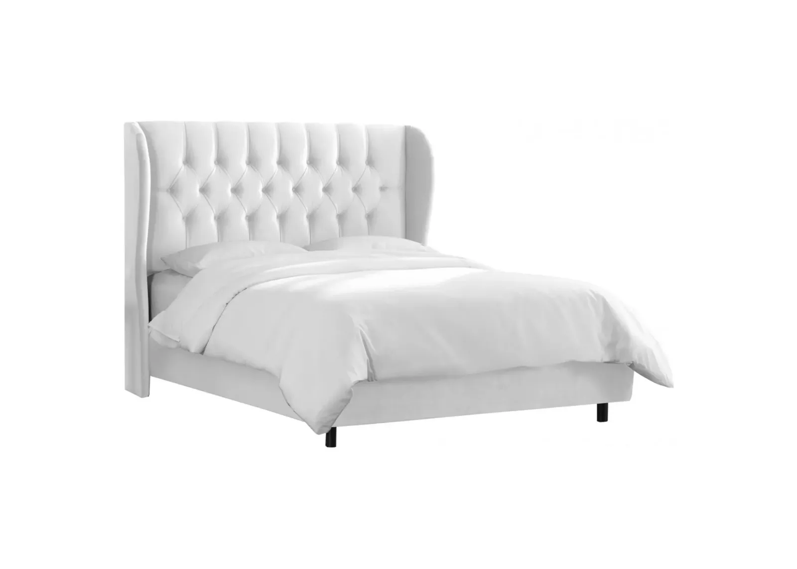 Thayer Wingback Bed in Velvet White by Skyline