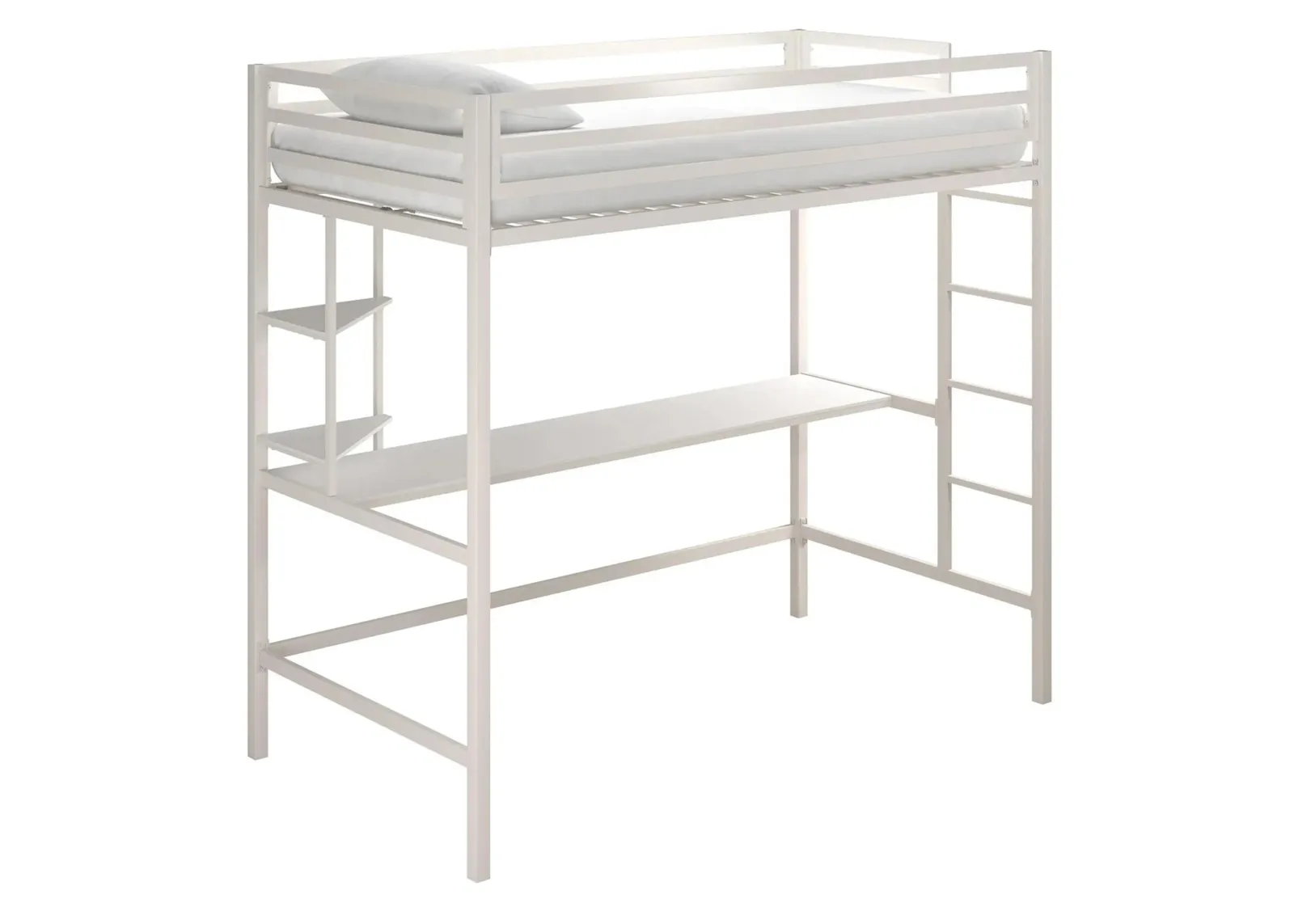 Novogratz Maxwell Loft Bed with Desk & Shelves in White by DOREL HOME FURNISHINGS