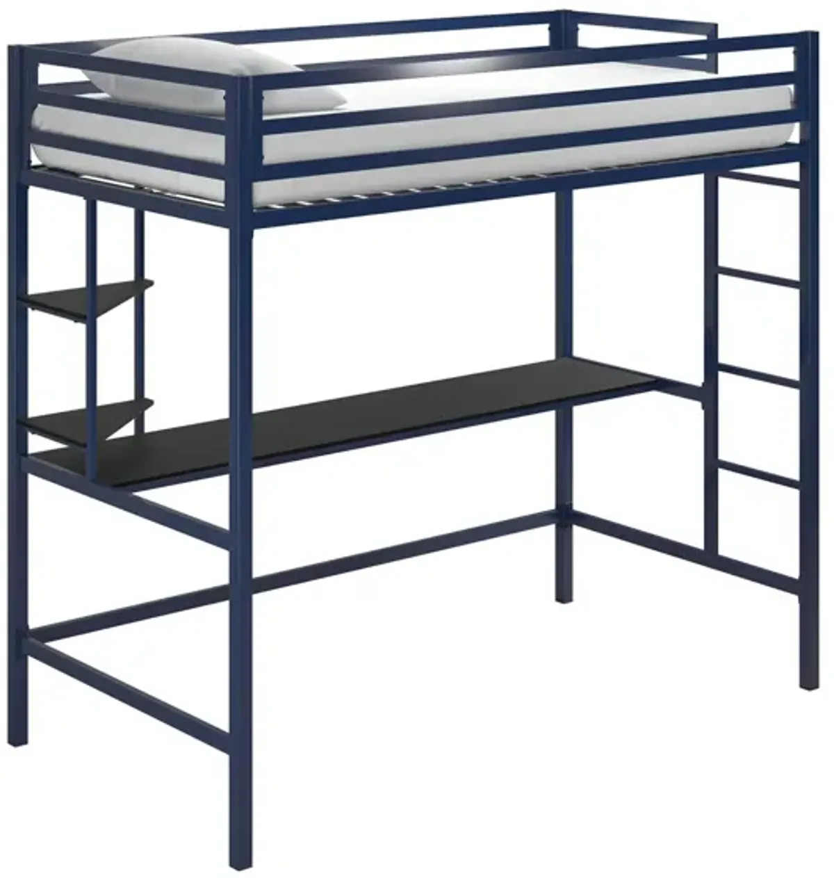 Novogratz Maxwell Loft Bed with Desk & Shelves in Navy/Black by DOREL HOME FURNISHINGS