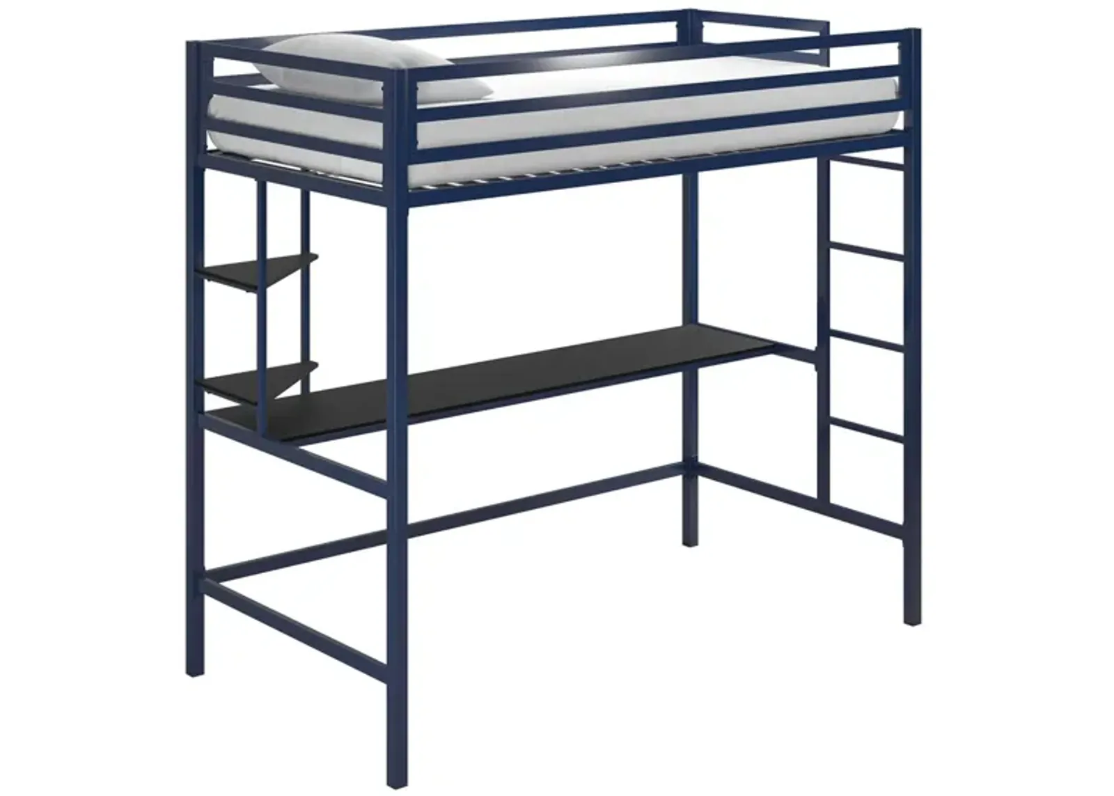 Novogratz Maxwell Loft Bed with Desk & Shelves in Navy/Black by DOREL HOME FURNISHINGS