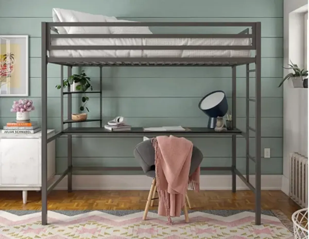 Novogratz Maxwell Loft Bed with Desk & Shelves