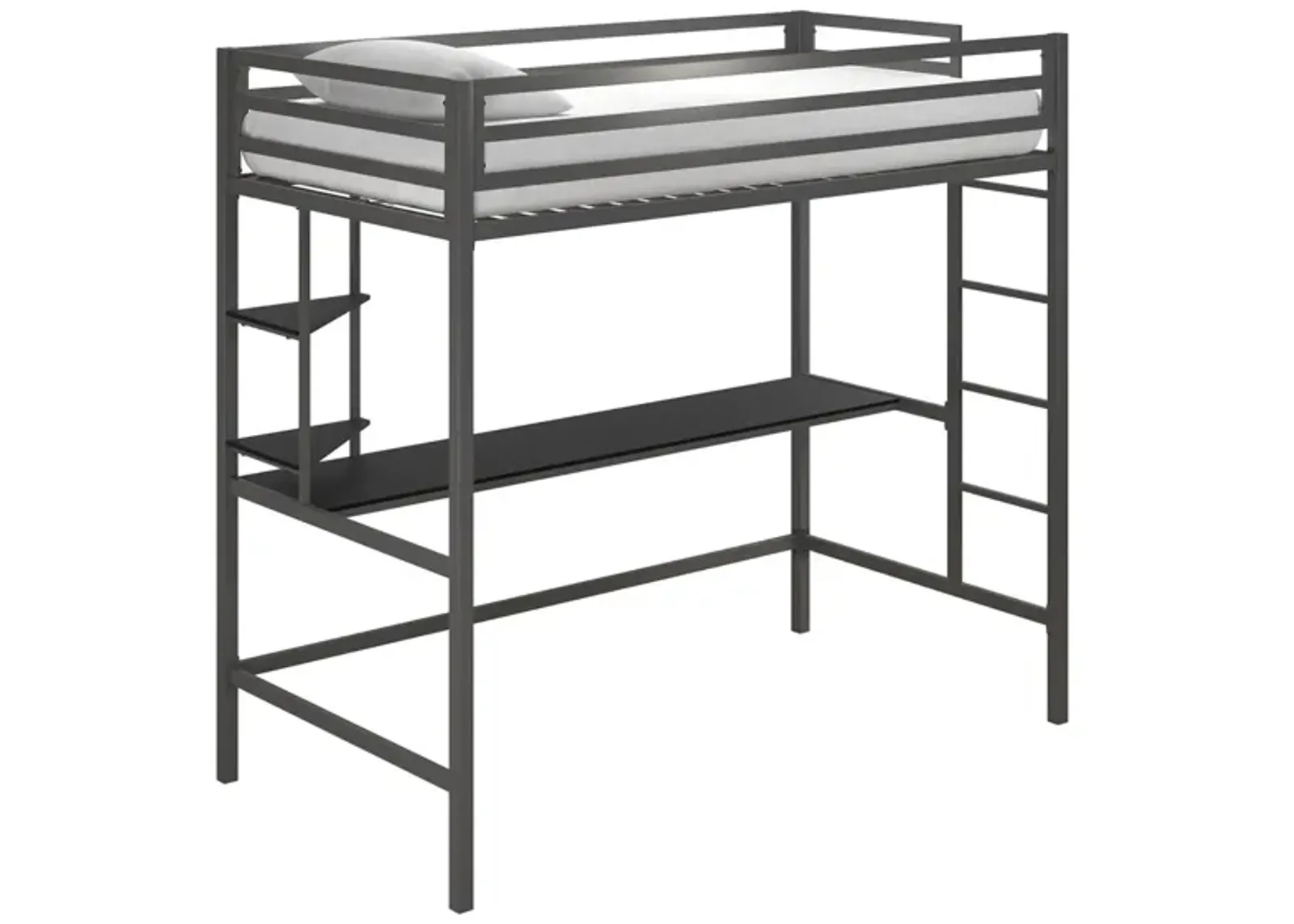 Novogratz Maxwell Loft Bed with Desk & Shelves in Gray by DOREL HOME FURNISHINGS