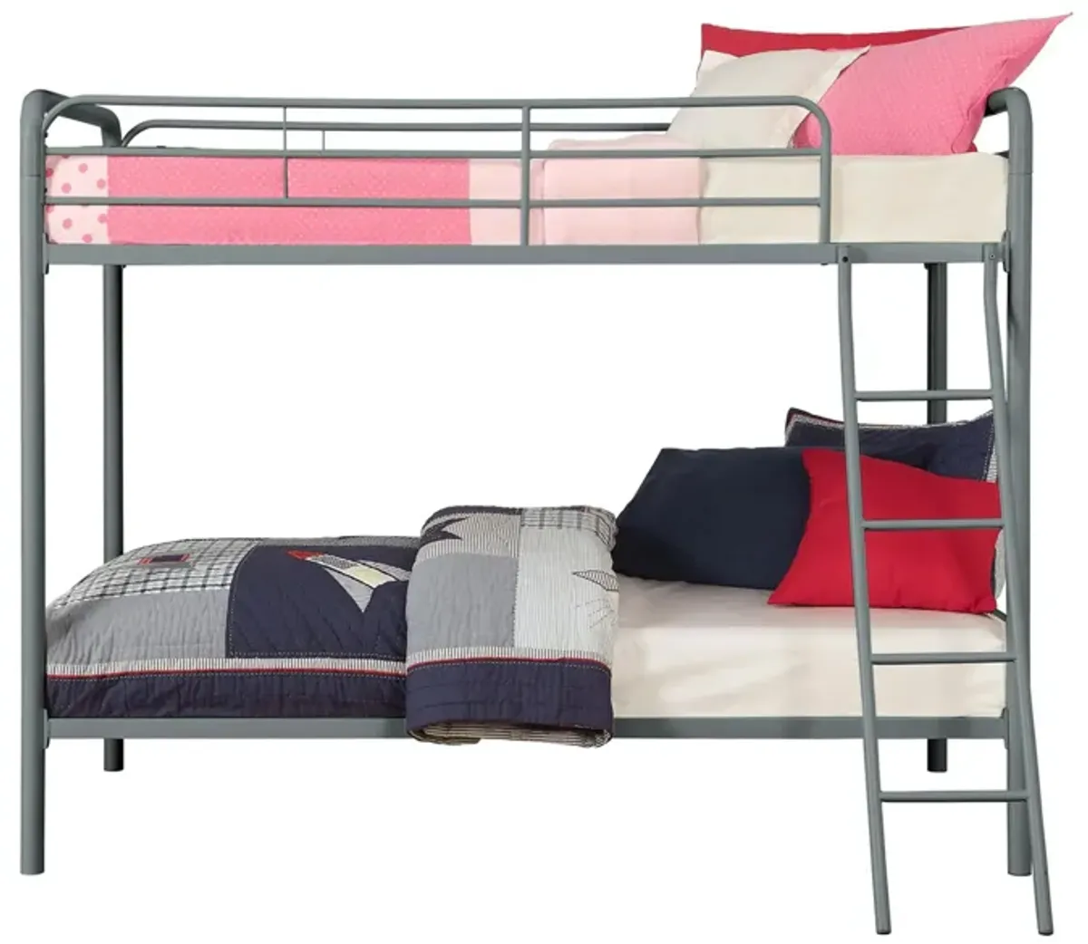 Atwater Living Eeva Twin over Twin Metal Bunk Bed in Silver by DOREL HOME FURNISHINGS