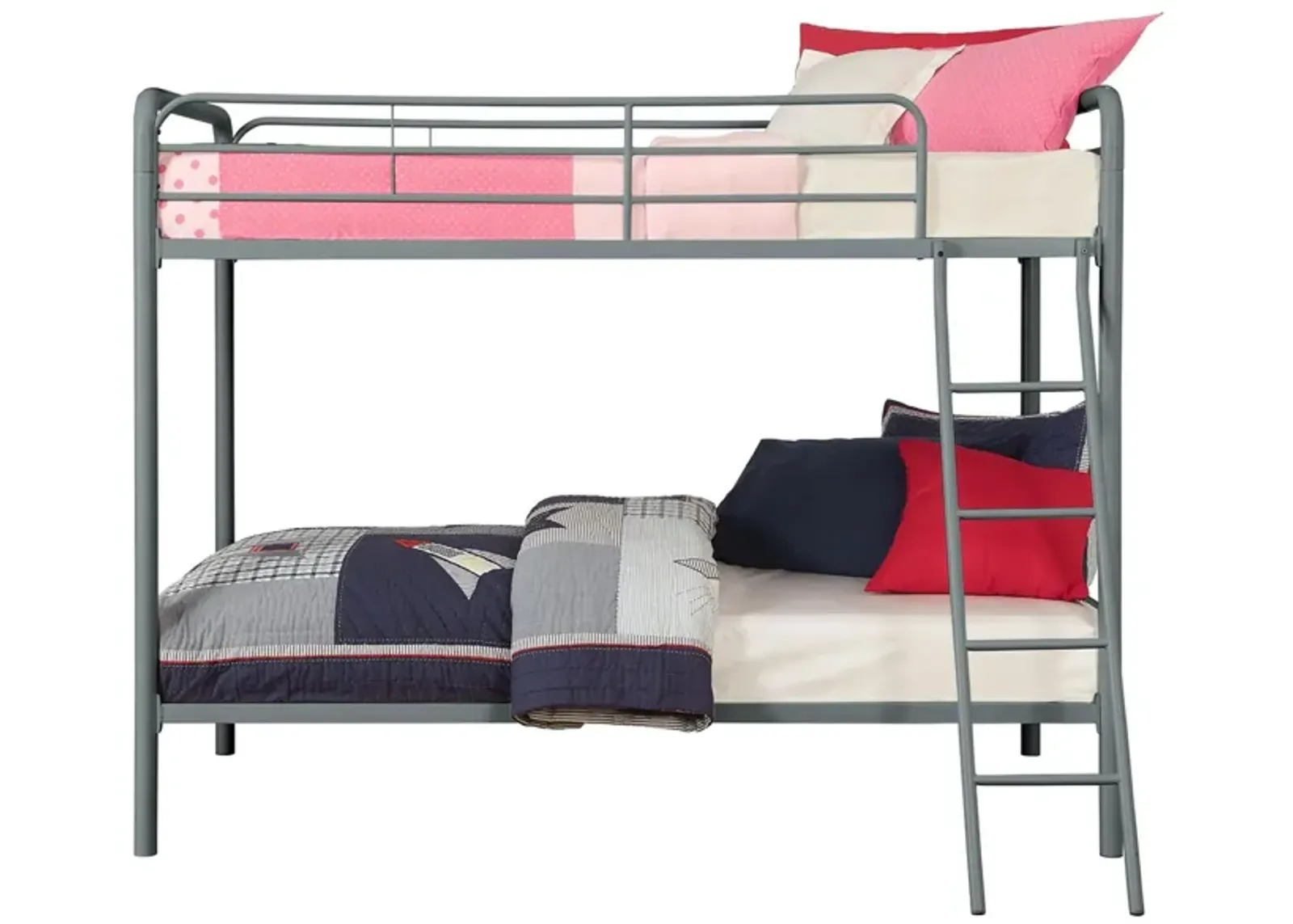 Atwater Living Eeva Twin over Twin Metal Bunk Bed in Silver by DOREL HOME FURNISHINGS