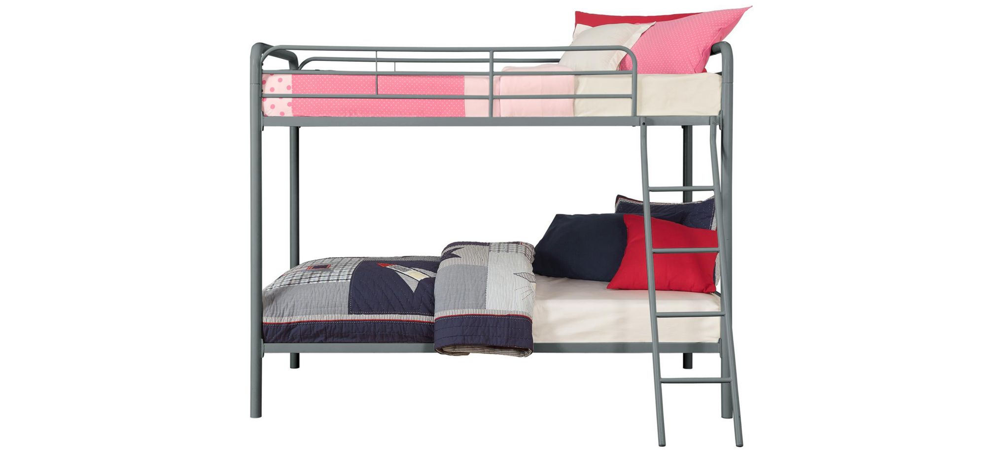 Atwater Living Eeva Twin over Twin Metal Bunk Bed in Silver by DOREL HOME FURNISHINGS