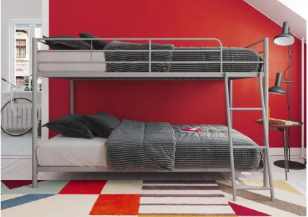 Atwater Living Bloor Small Space Twin over Twin Bunk Bed in Silver by DOREL HOME FURNISHINGS