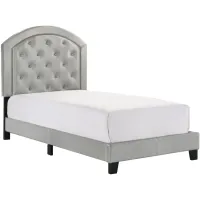 Gaby Upholstered Platform Bed with Adjustable Headboard in Silver by Crown Mark
