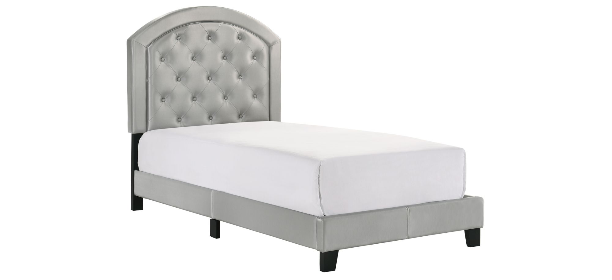 Gaby Upholstered Platform Bed with Adjustable Headboard in Silver by Crown Mark