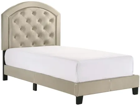 Gaby Upholstered Platform Bed with Adjustable Headboard in Gold by Crown Mark