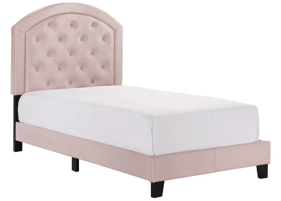 Gaby Upholstered Platform Bed with Adjustable Headboard in Pink by Crown Mark