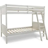 Robbinsdale Twin/Twin Bunk Bed with Ladder in Antique White by Ashley Furniture