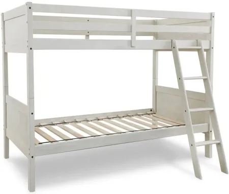 Robbinsdale Twin/Twin Bunk Bed with Ladder in Antique White by Ashley Furniture