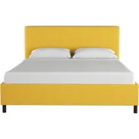 Valerie Platform Bed in Linen French Yellow by Skyline