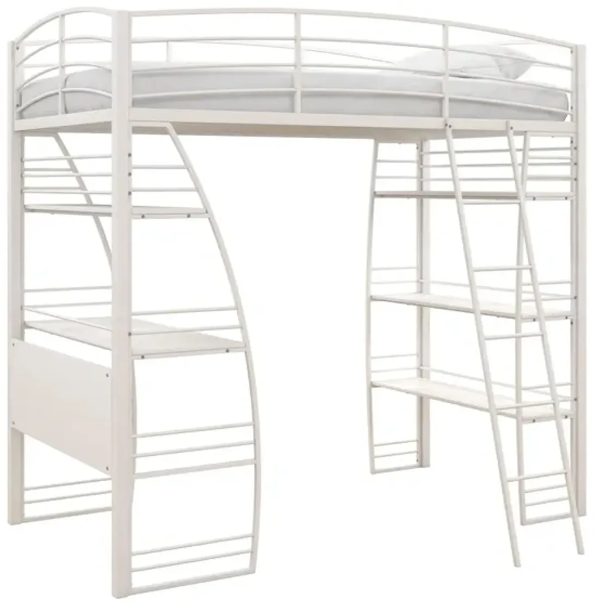 Studio Loft Bed with Desk & Shelves in White by DOREL HOME FURNISHINGS