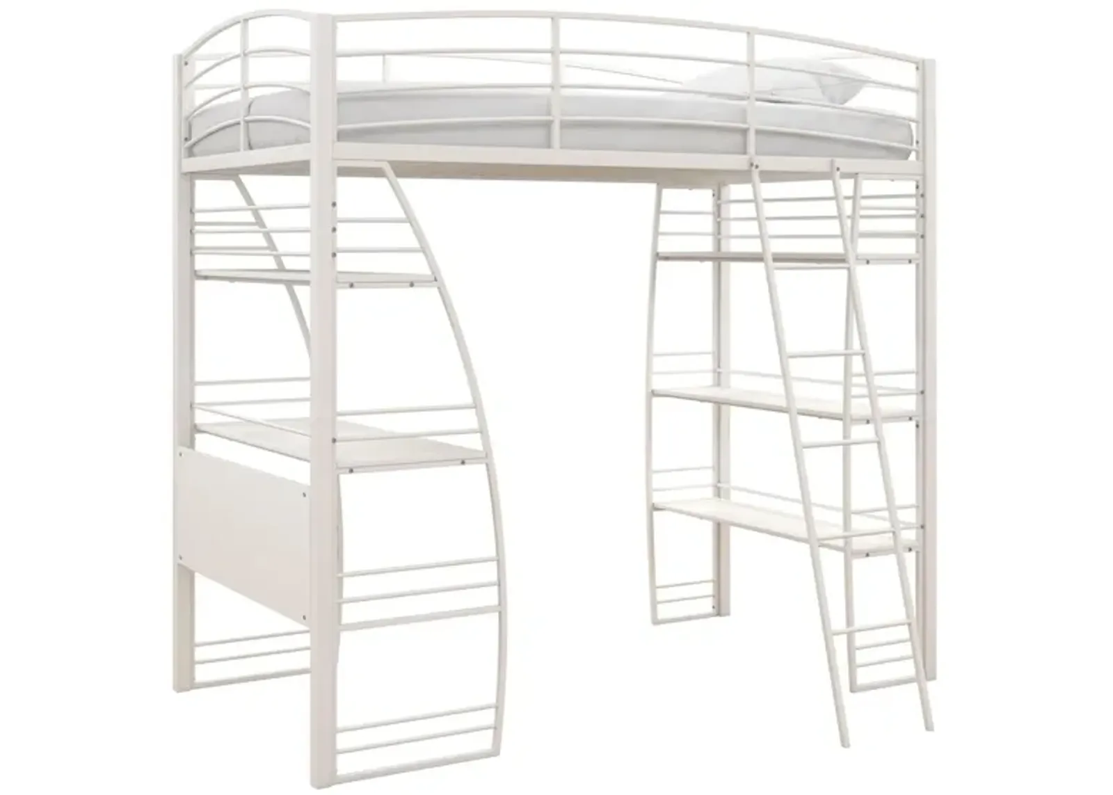 Studio Loft Bed with Desk & Shelves in White by DOREL HOME FURNISHINGS