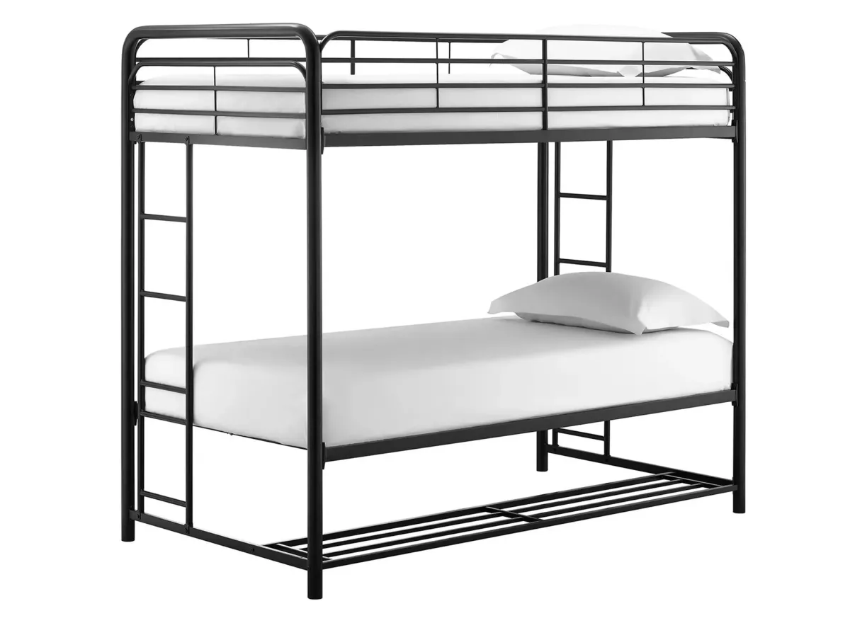 Mainstays Twin over Twin Bunk Bed with Storage Bins in Black by DOREL HOME FURNISHINGS