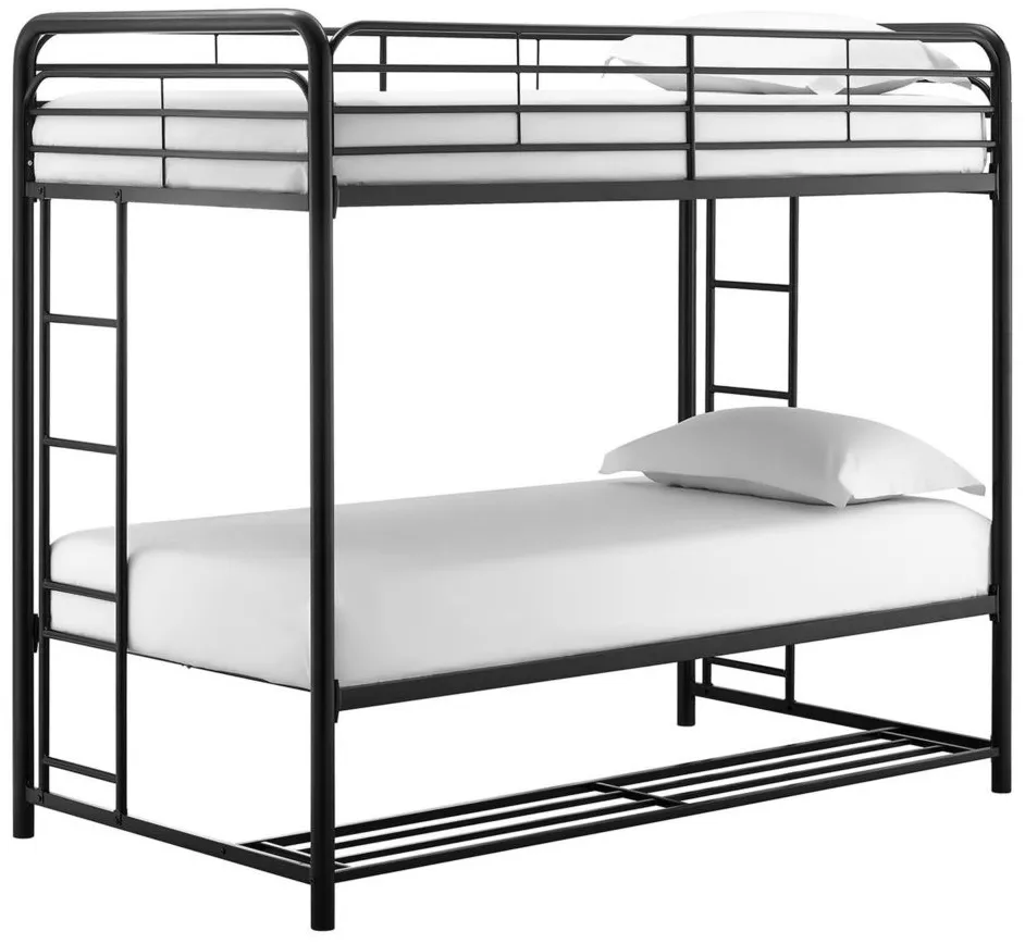 Mainstays Twin over Twin Bunk Bed with Storage Bins in Black by DOREL HOME FURNISHINGS