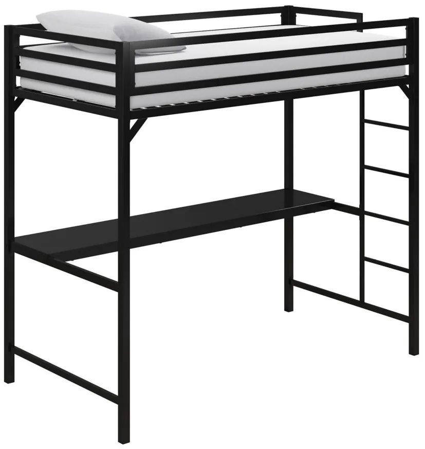 Miles Loft Bed with Desk in Black by DOREL HOME FURNISHINGS