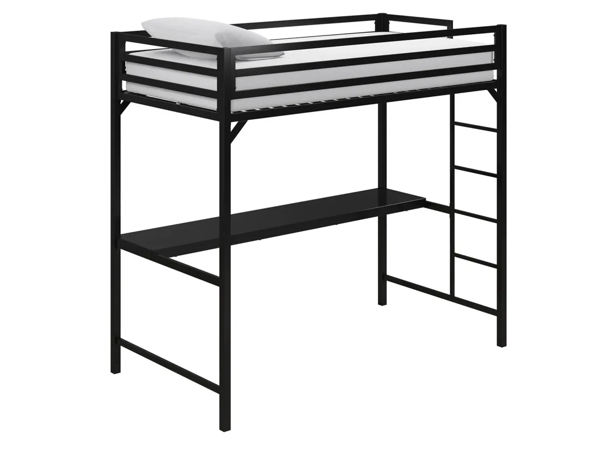 Miles Loft Bed with Desk in Black by DOREL HOME FURNISHINGS