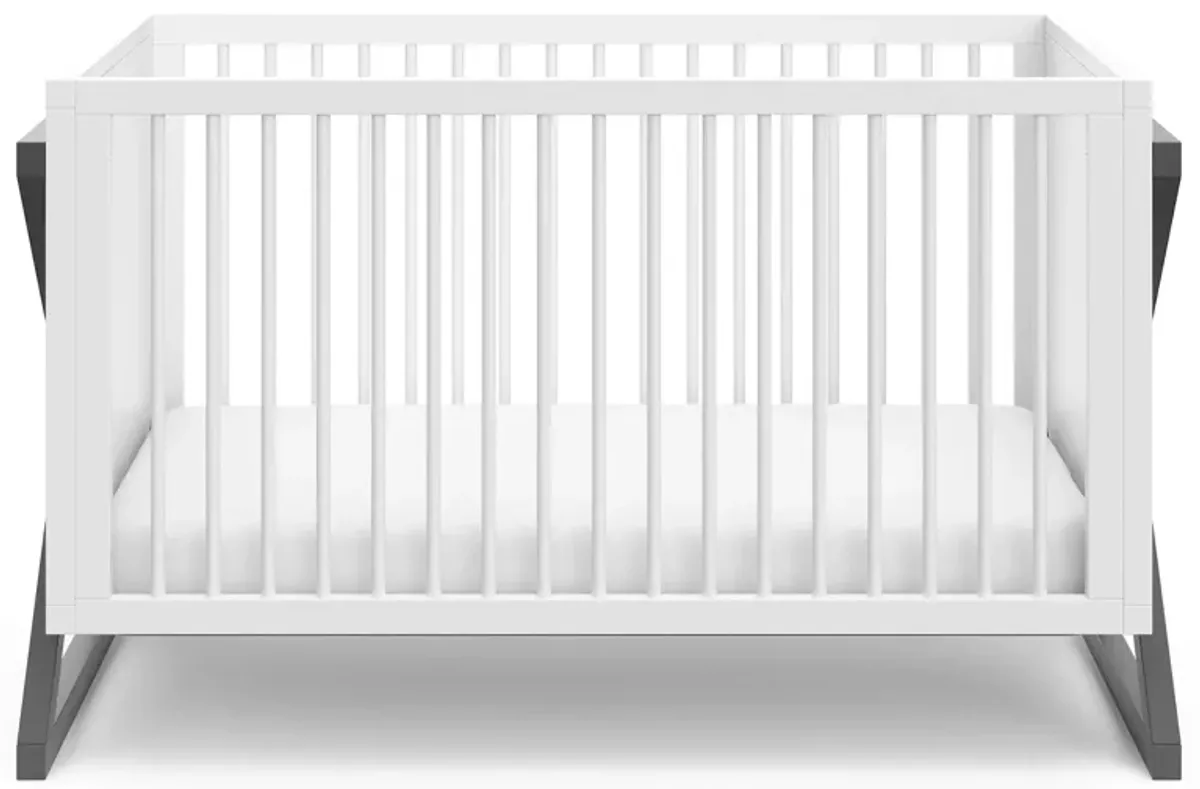 Equinox Convertible Crib in White & Gray by Bellanest