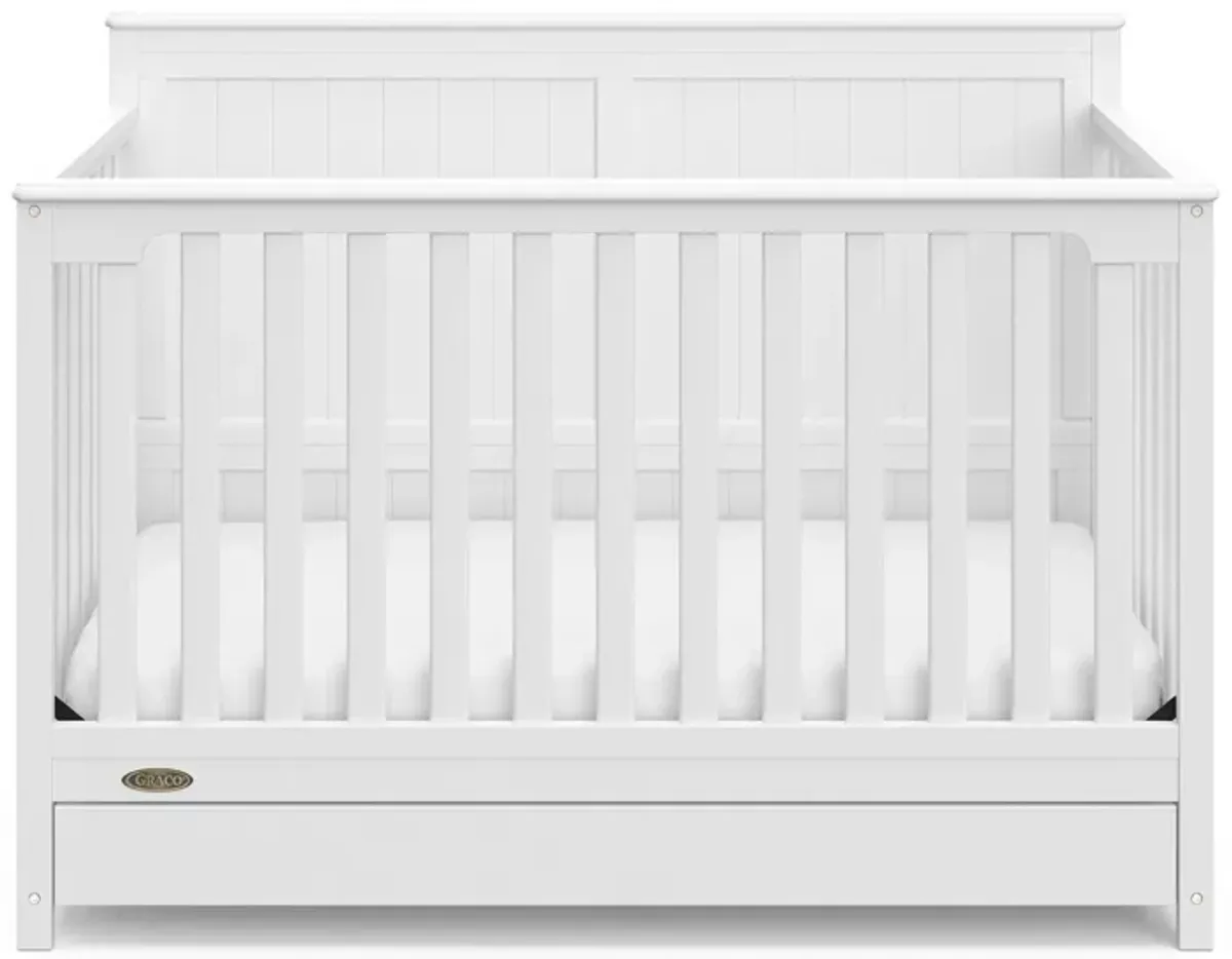 Halsey Convertible Crib w/ Drawer in White by Bellanest