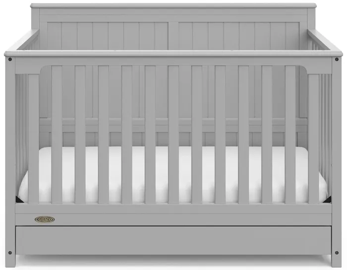 Halsey Convertible Crib w/ Drawer in Pebble Gray by Bellanest