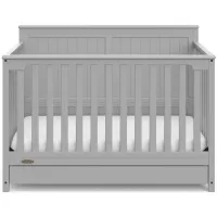 Halsey Convertible Crib w/ Drawer in Pebble Gray by Bellanest