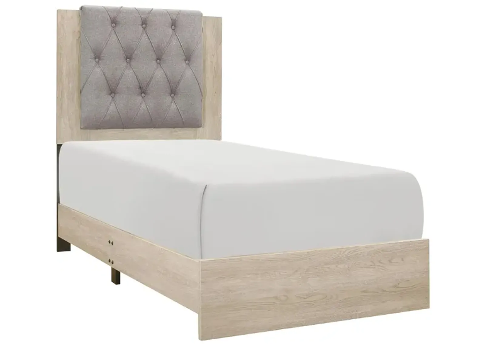 Karren Upholstered Panel Bed in Cream & Gray by Homelegance