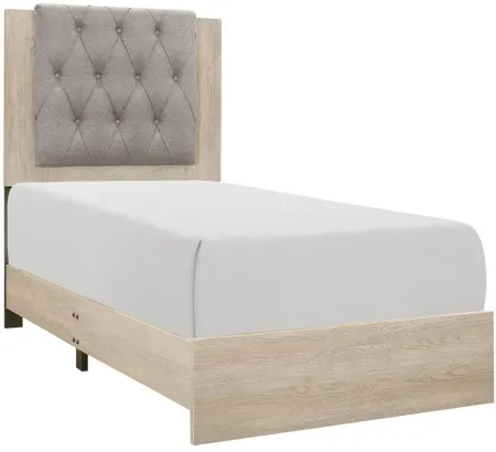 Karren Upholstered Panel Bed in Cream & Gray by Homelegance