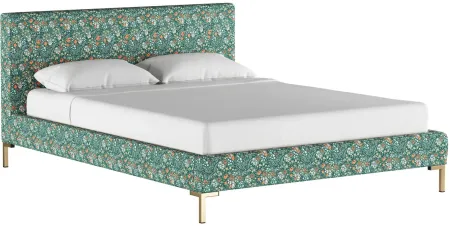 Malin Platform Bed in Cameila Multi Green Oga by Skyline