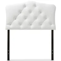 Rita Faux Leather Upholstered Button-tufted Scalloped Headboard in White by Wholesale Interiors