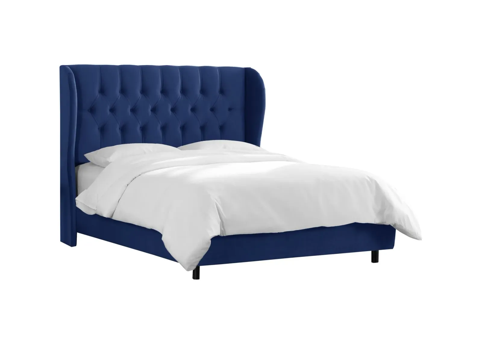 Thayer Wingback Bed in Velvet Navy by Skyline