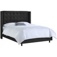 Cranford Wingback Bed in Linen Black by Skyline