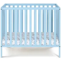 Palmer 3-in-1 Convertible Mini Crib W/ Mattress Pad in Baby Blue by Heritage Baby
