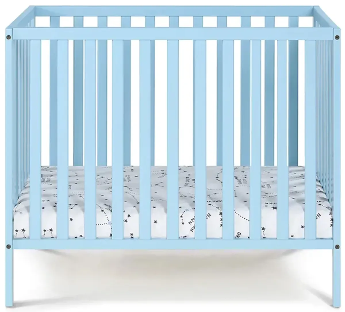 Palmer 3-in-1 Convertible Mini Crib W/ Mattress Pad in Baby Blue by Heritage Baby