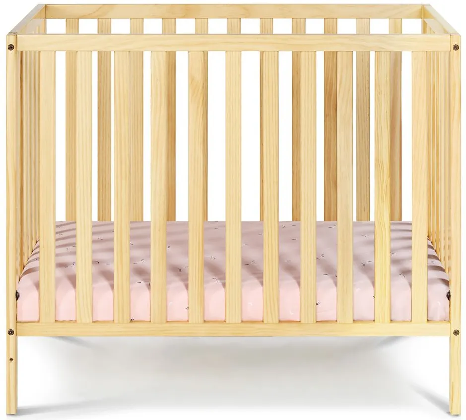 Palmer 3-in-1 Convertible Mini Crib W/ Mattress Pad in Natural by Heritage Baby