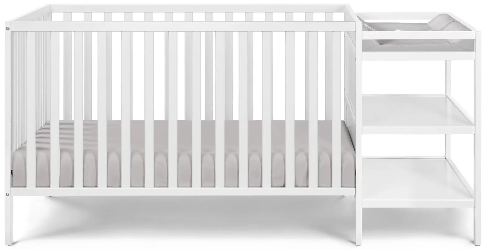 Palmer 3-in-1 Convertible Crib & Changer in White by Heritage Baby