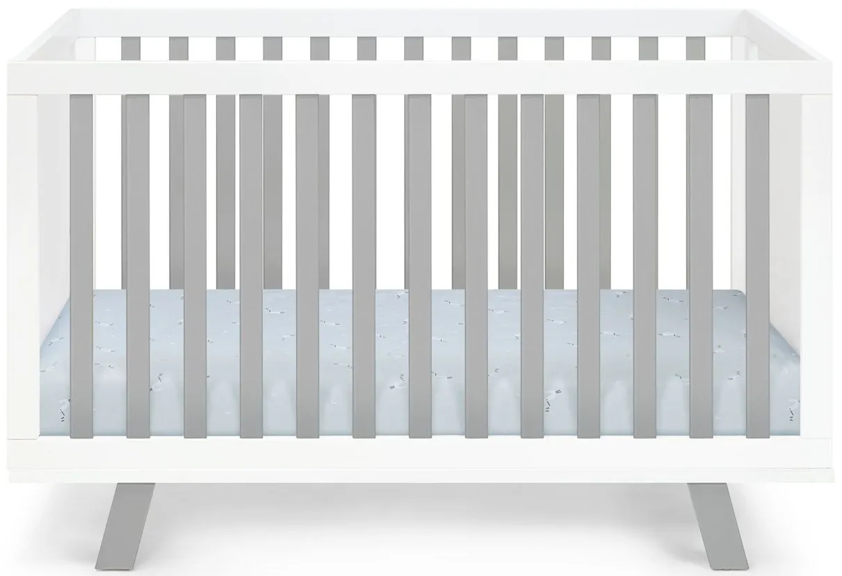Livia 3-in-1 Convertible Crib in White/Gray by Heritage Baby