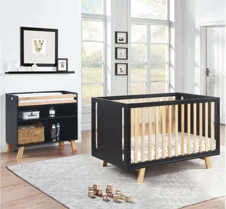 Livia 3-in-1 Convertible Crib in Black/Natural by Heritage Baby