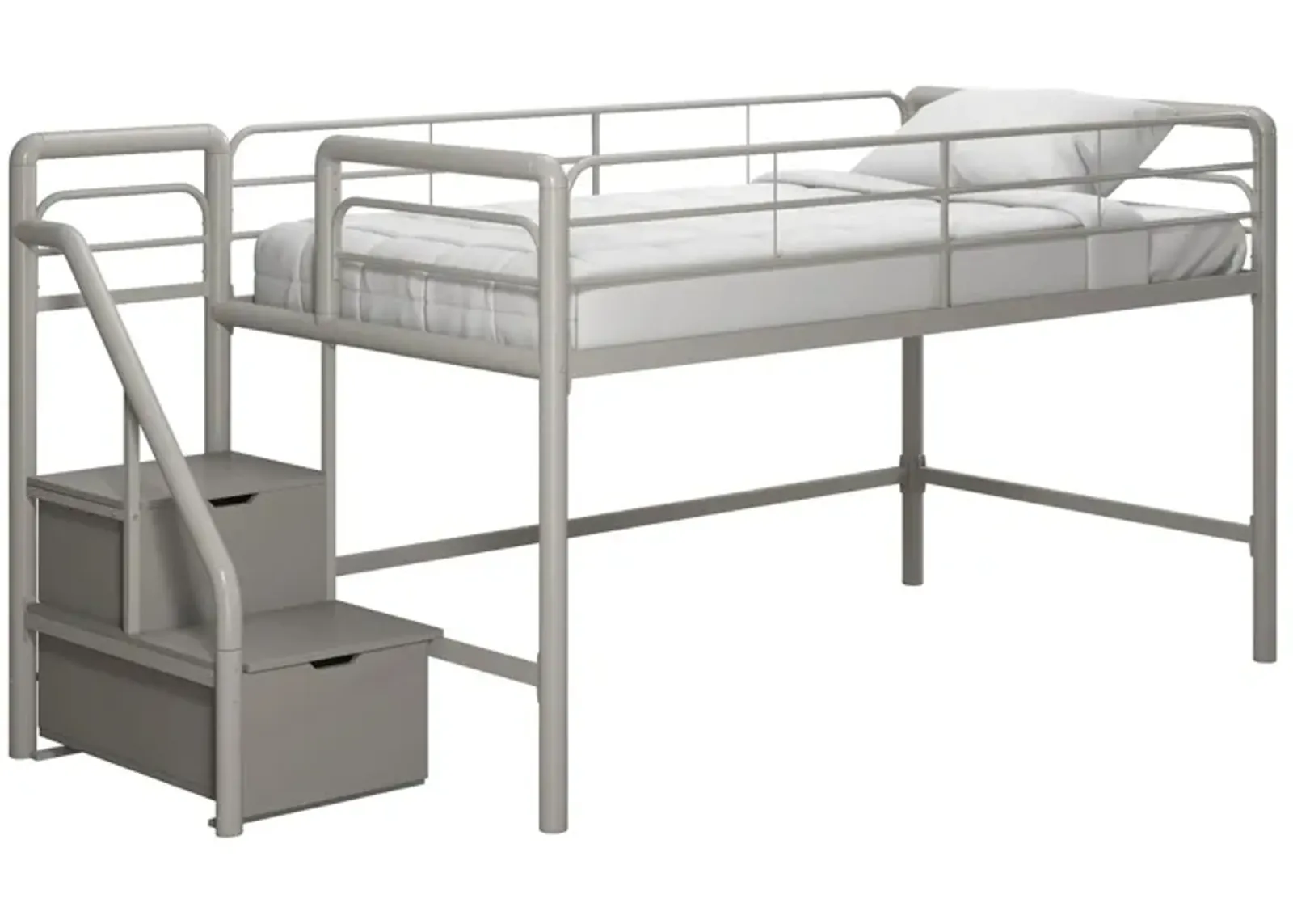 Mayfield Junior Loft Bed with Storage Steps in Silver/Gray by DOREL HOME FURNISHINGS