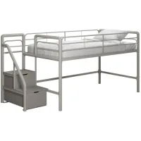 Mayfield Junior Loft Bed with Storage Steps in Silver/Gray by DOREL HOME FURNISHINGS