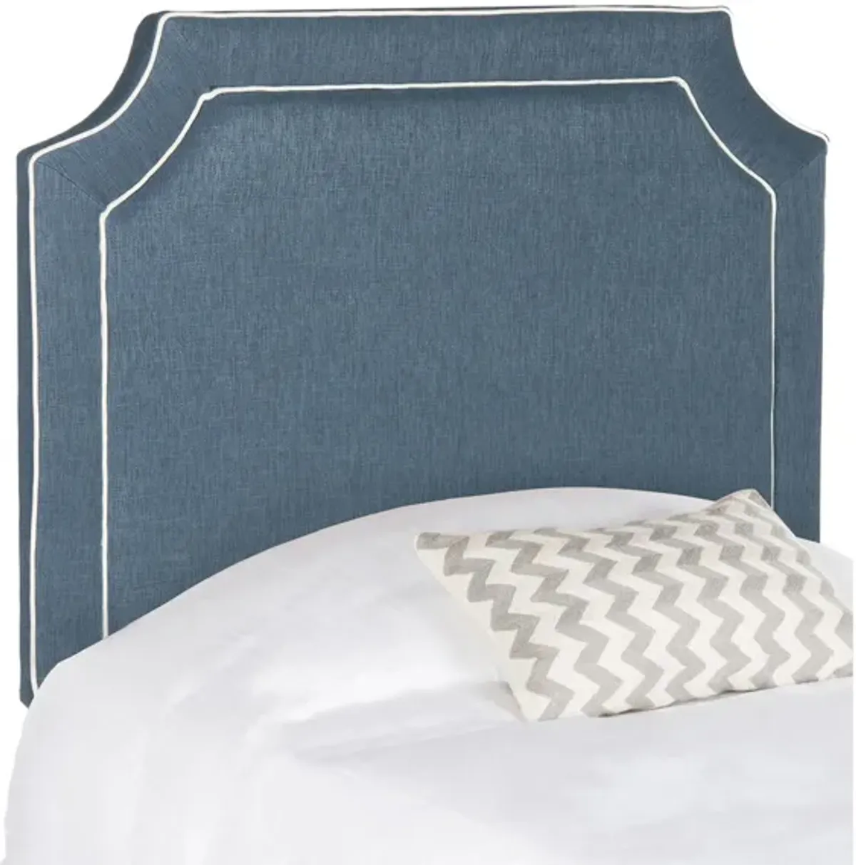 Dane Piping Upholstered Headboard in Denim Blue & White Piping by Safavieh