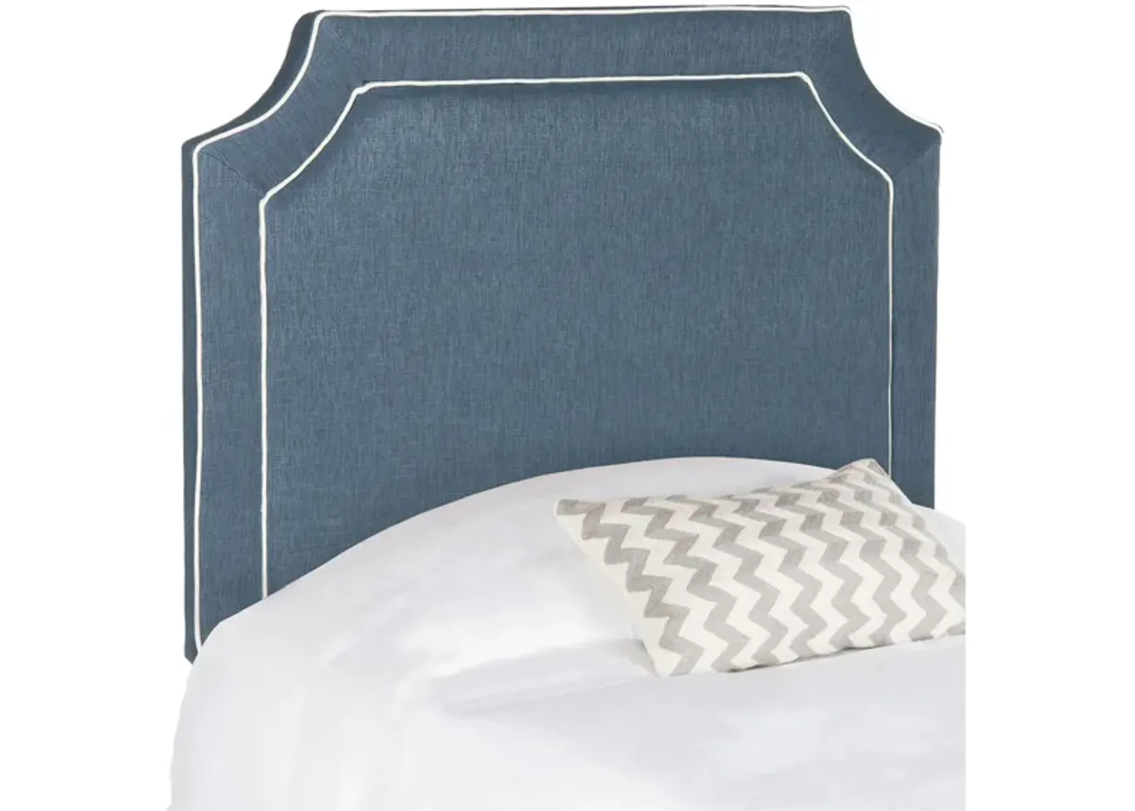 Dane Piping Upholstered Headboard in Denim Blue & White Piping by Safavieh