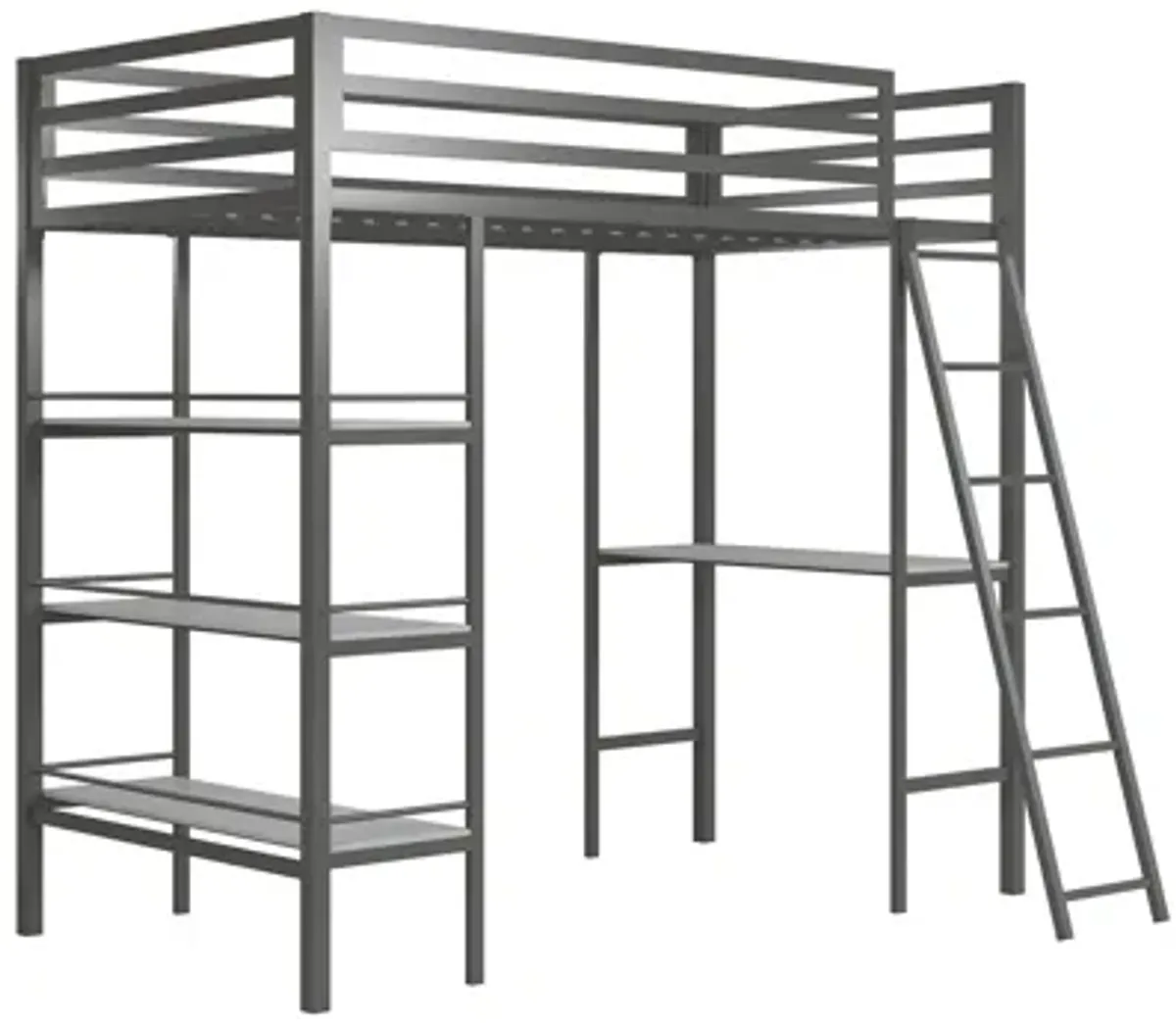 Little Seeds Nova Metal Loft Bed w/ Shelves