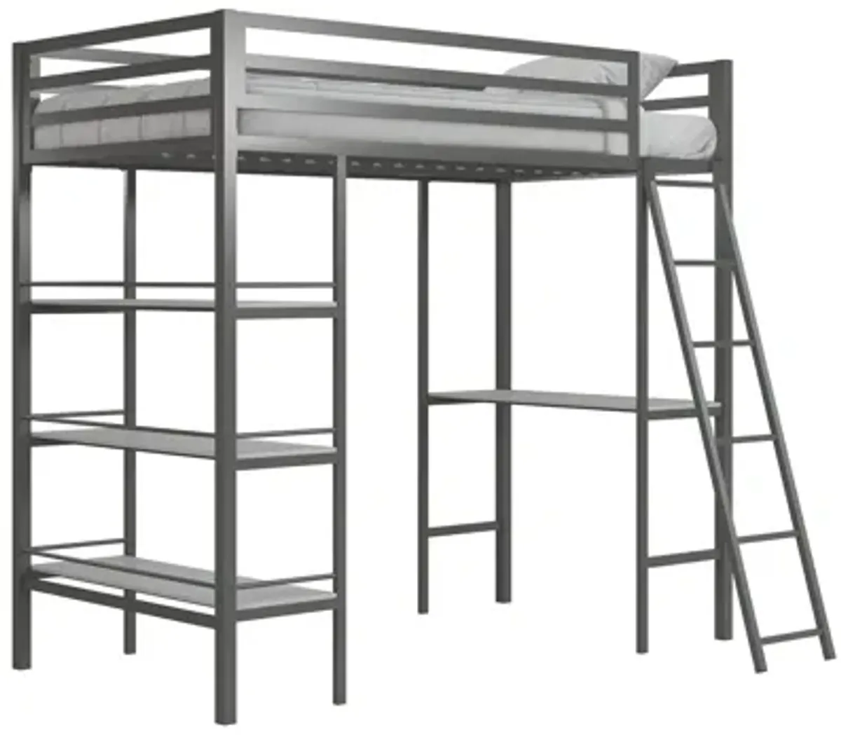 Little Seeds Nova Metal Loft Bed w/ Shelves